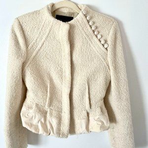 BCBG MAXAZRIA | Cream Wool Boucle Jacket Tweed Blazer in S
